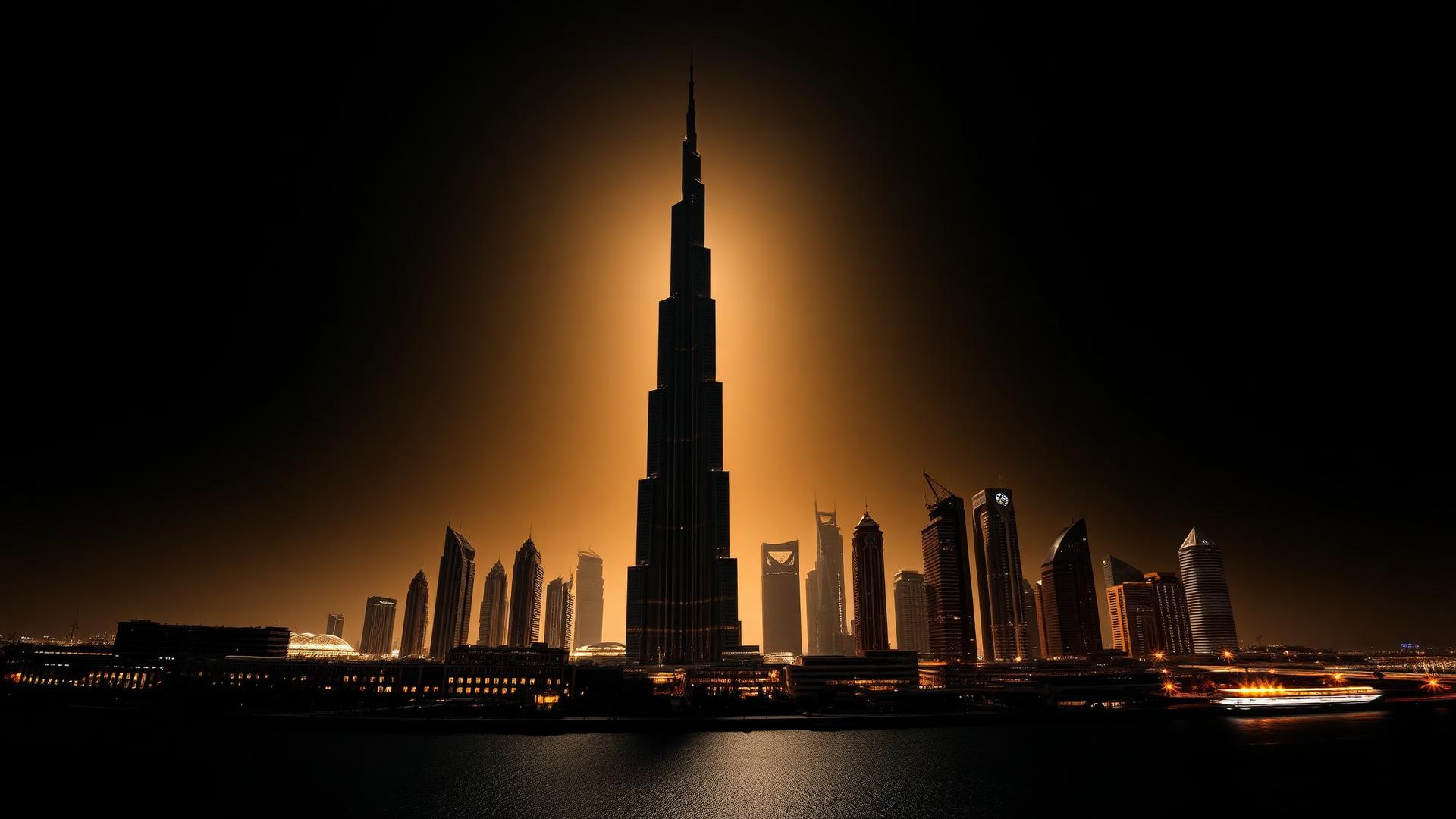 Modern city skyline at golden hour